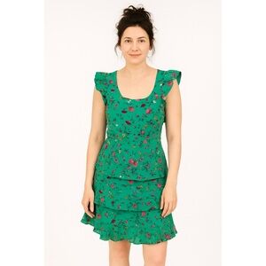 Band of the Free Lottie & Holly Floral Mini Dress Green Pink Size S NWT
